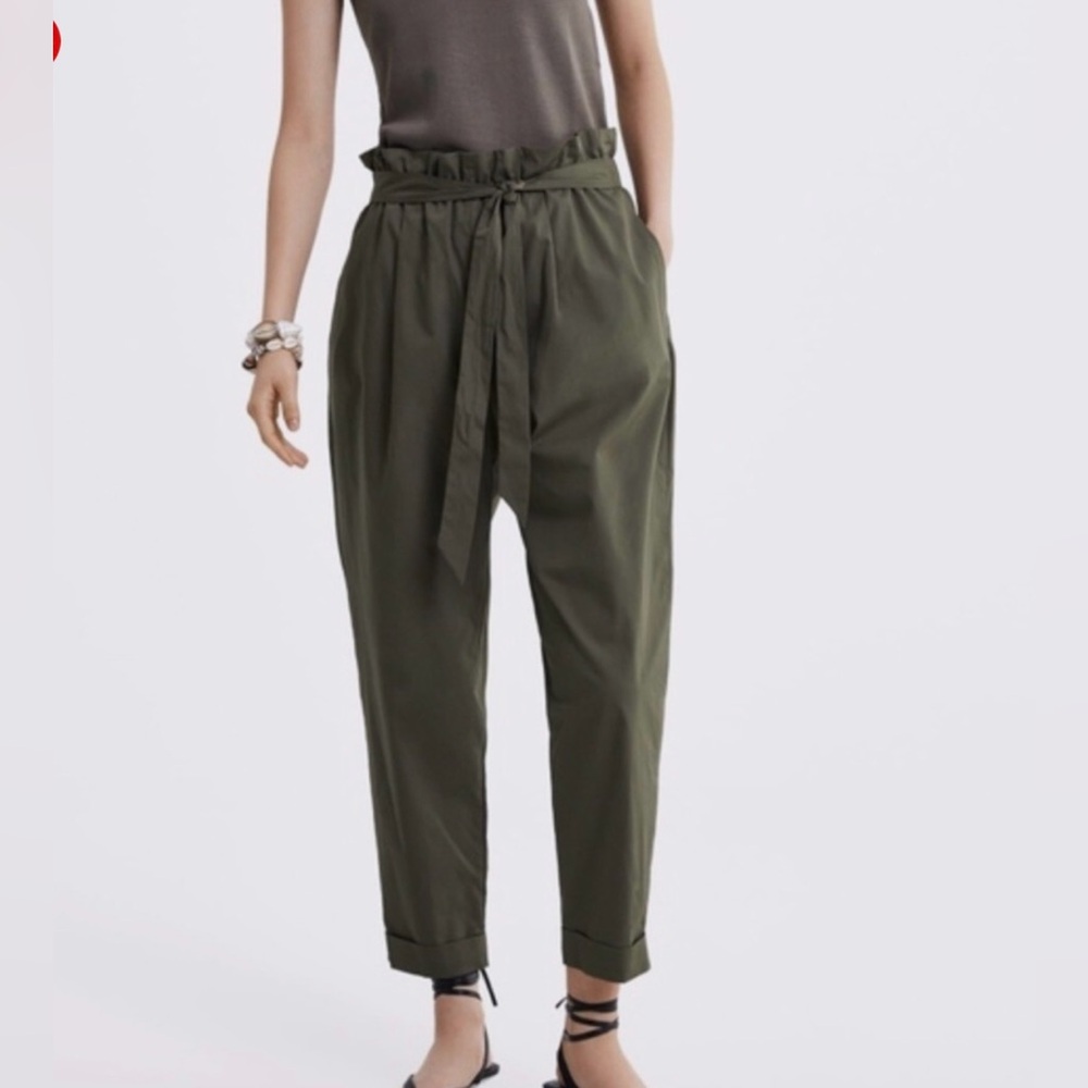 Guess Dark Olive Tie-Waist Pants